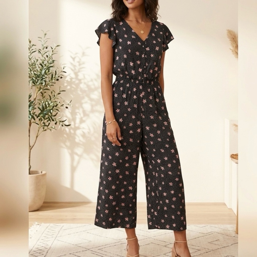 REBECCA TAYLOR Star Fleur Silk Blend Jumpsuit Size 8